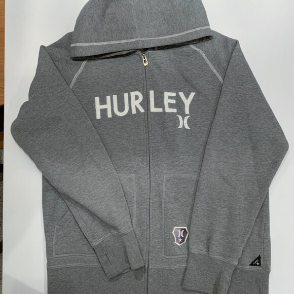 Hurley Full Zip Men's Hoodie XL Gray Jacket Insulated Sweater Jacket Thick Lined - Picture 2 of 10